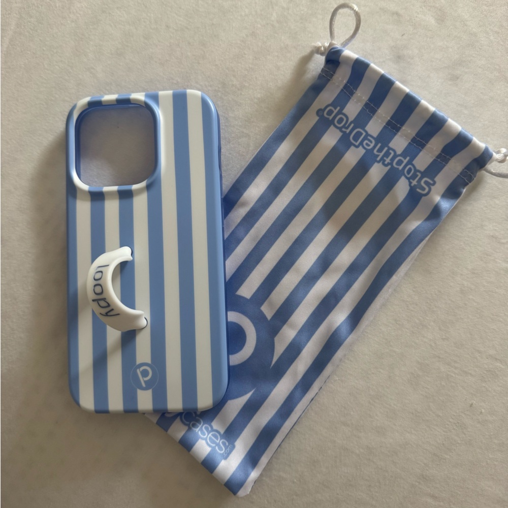 Loopy iPhone 15 pro case- blue stripes